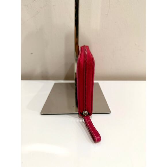 NWT Coach Zip Up Continental Canvas and Suede Wallet Pink - Picture 3 of 7